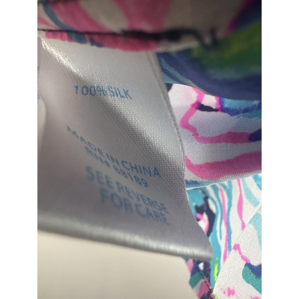Lilly Pulitzer Elsa Silk Blouse Floral Pink Blue Top Womens Small Coastal Resort - Picture 6 of 14